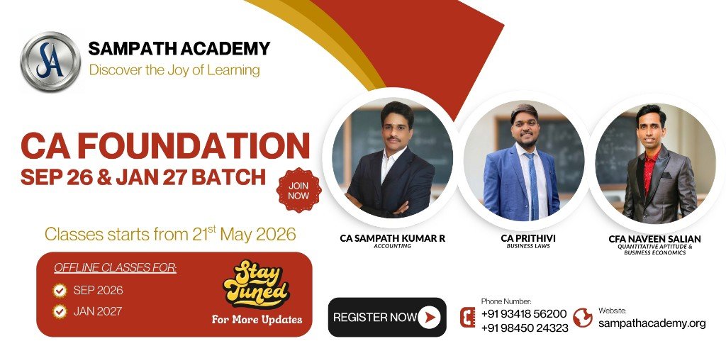 CA Foundation Sep 26 & Jan 27 Batch – Sampath Academy